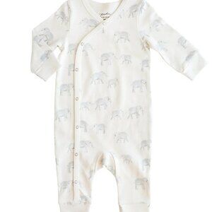 LIKE NEW Pehr - Baby Kimono Romper- Follow Me Elephant - 6-12m